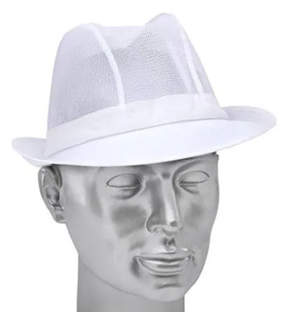 Disposable white mesh Trilby hat Catering & Hospitality - Tw