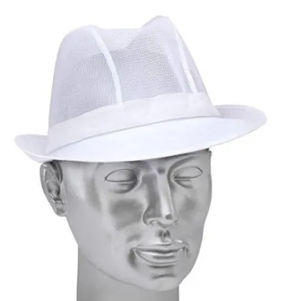 Disposable white mesh Trilby hat Catering & Hospitality - Tw