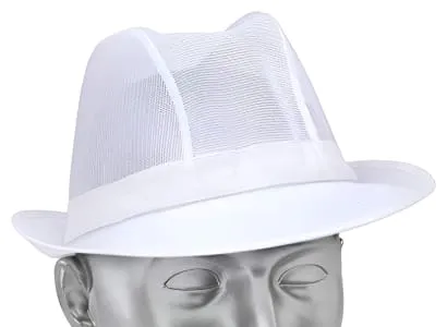 Disposable white mesh Trilby hat Catering & Hospitality - Tw