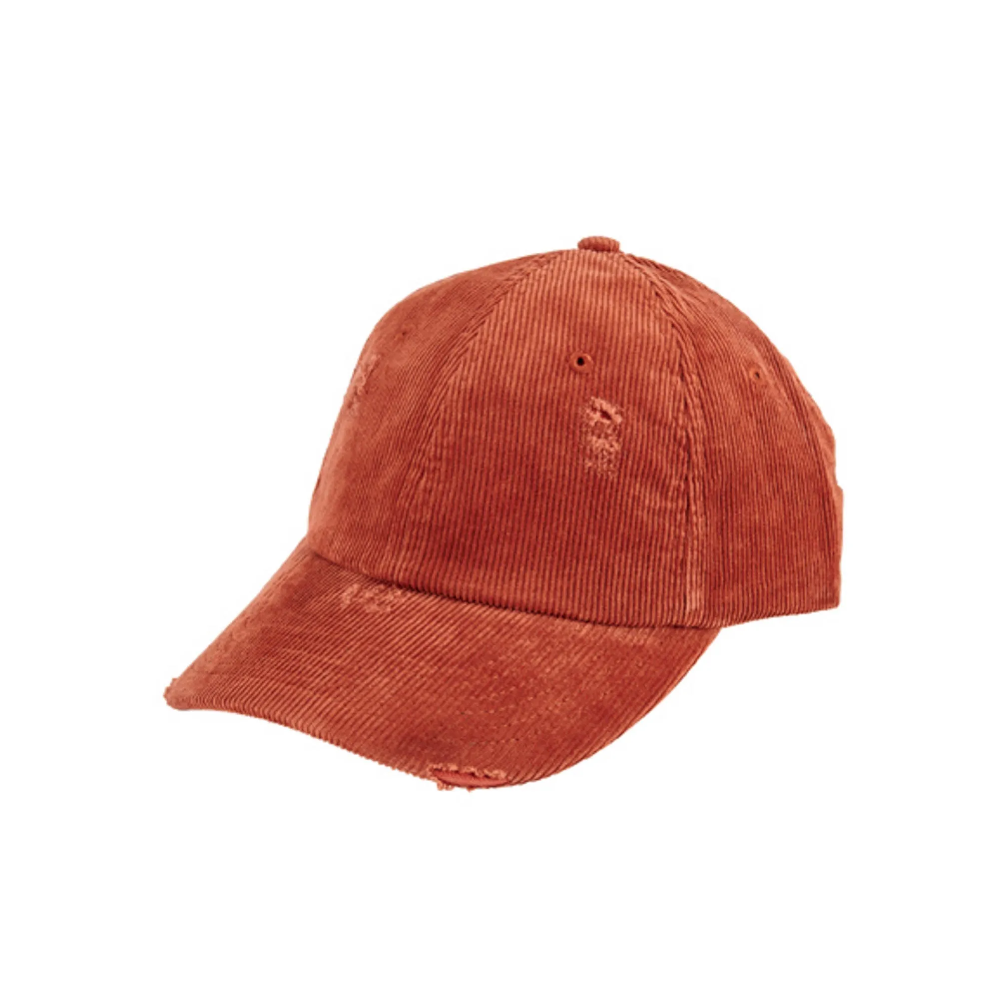 Distressed Corduroy Ball Cap with Adjustable Back Slider