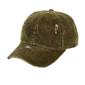 Distressed Corduroy Ball Cap with Adjustable Back Slider