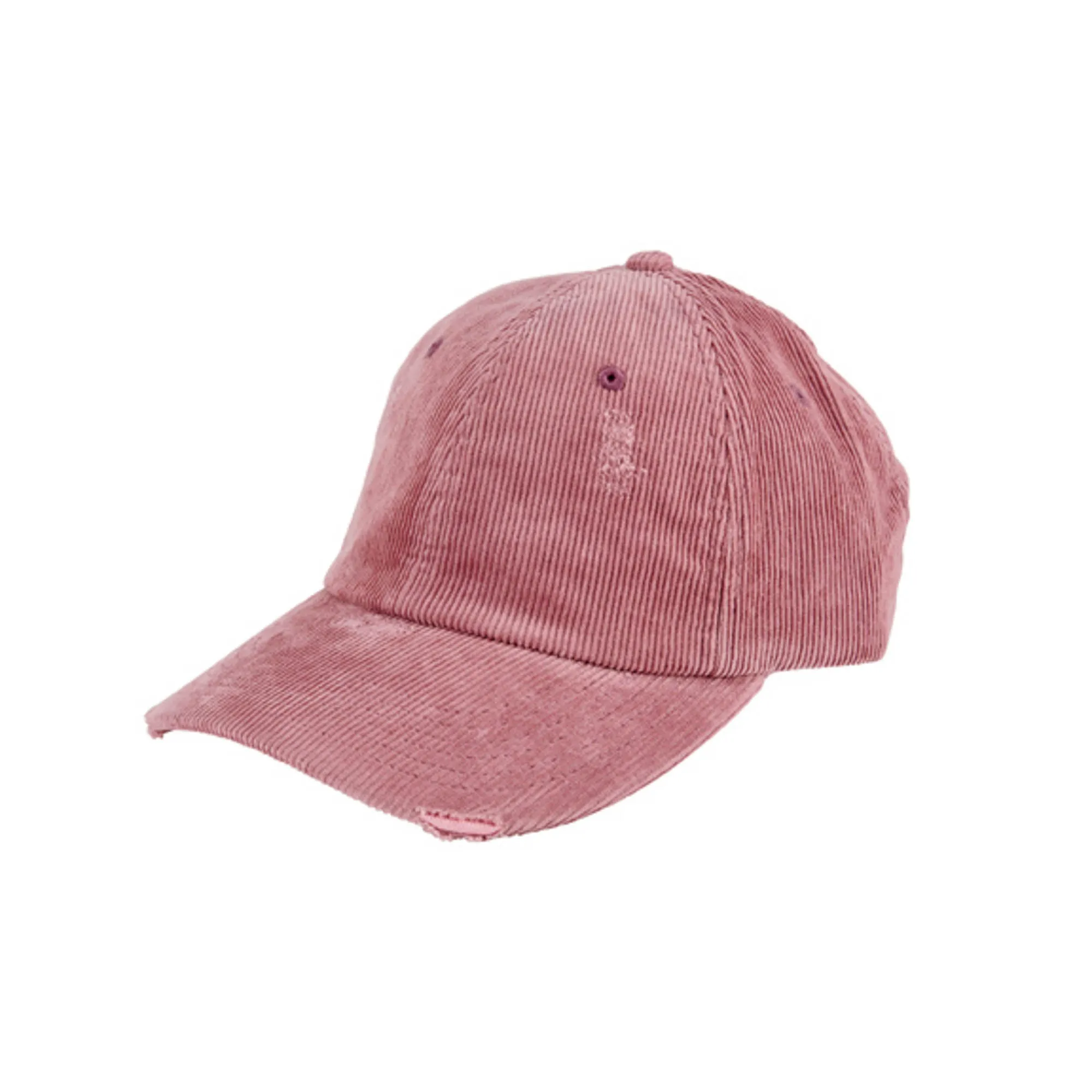 Distressed Corduroy Ball Cap with Adjustable Back Slider