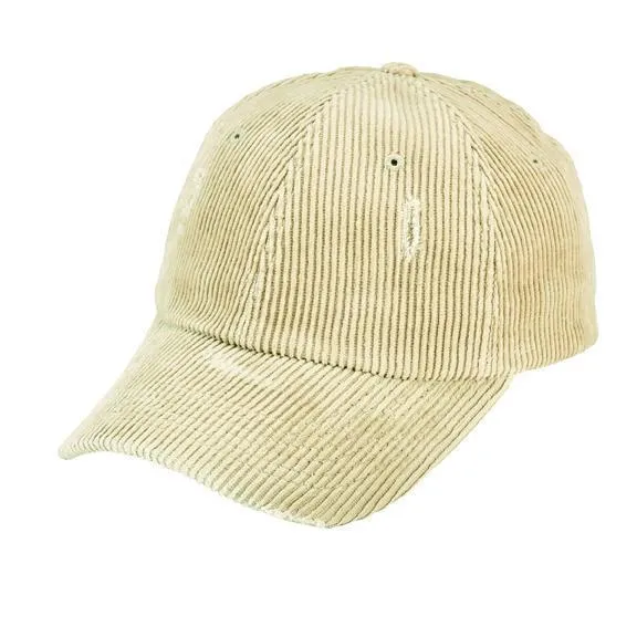 Distressed Corduroy Ball Cap with Adjustable Back Slider