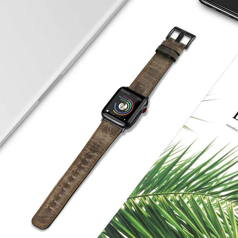 Distressed premium leather watch strap for Apple Watch