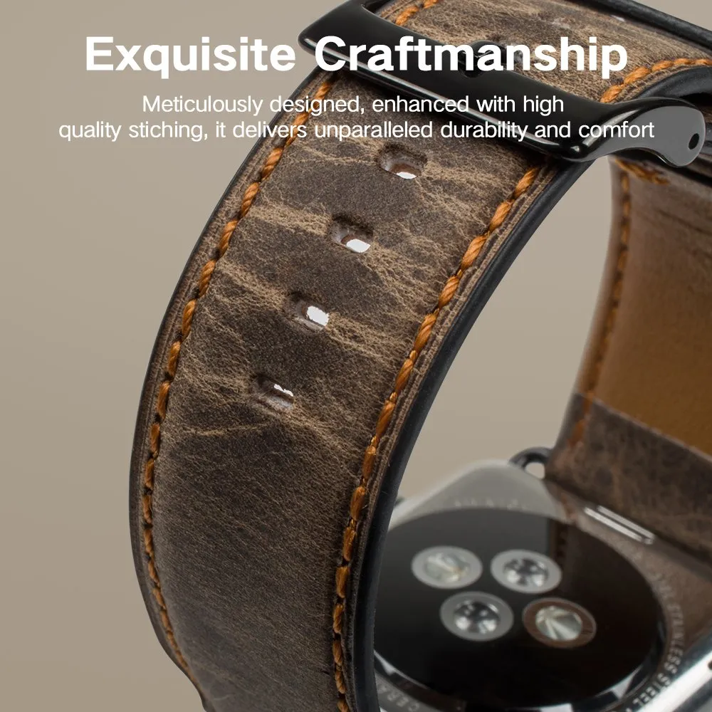 Distressed premium leather watch strap for Apple Watch