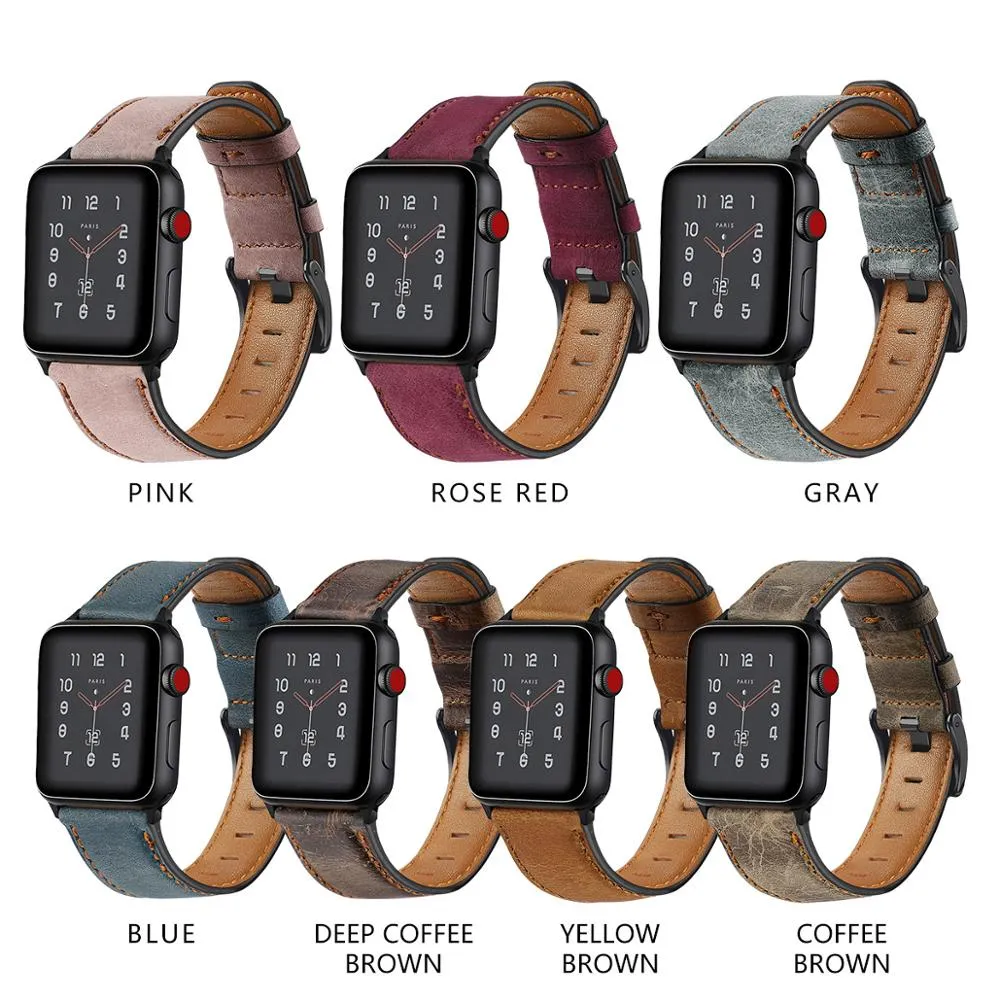 Distressed premium leather watch strap for Apple Watch