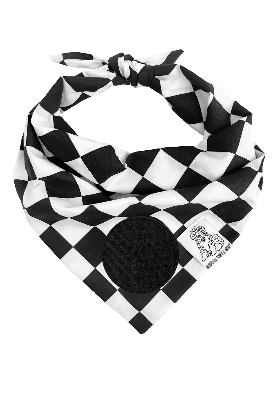 ★Dog Bandana Checkered Print - Customize with Interchangeable Velcro Patches