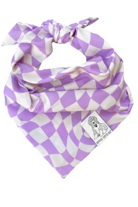 ★Dog Bandana Checkered Swirl - Customize with Interchangeable Velcro Patches