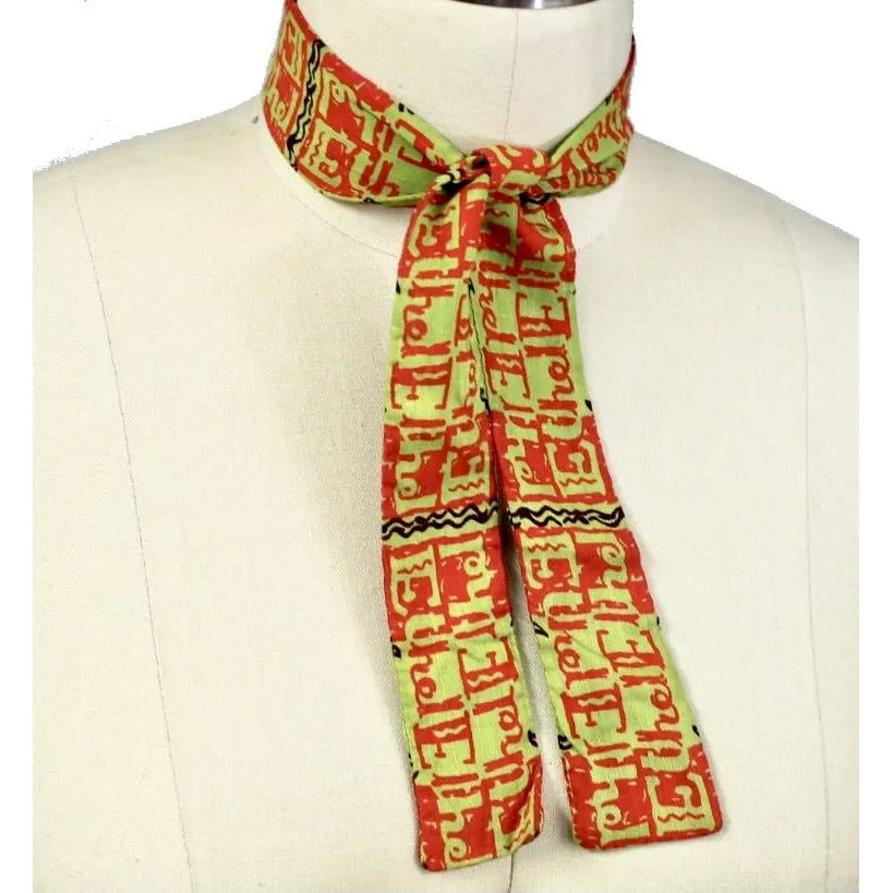 Ethel Lost Her Scarf Tie! 1950s Rayon Orange Green