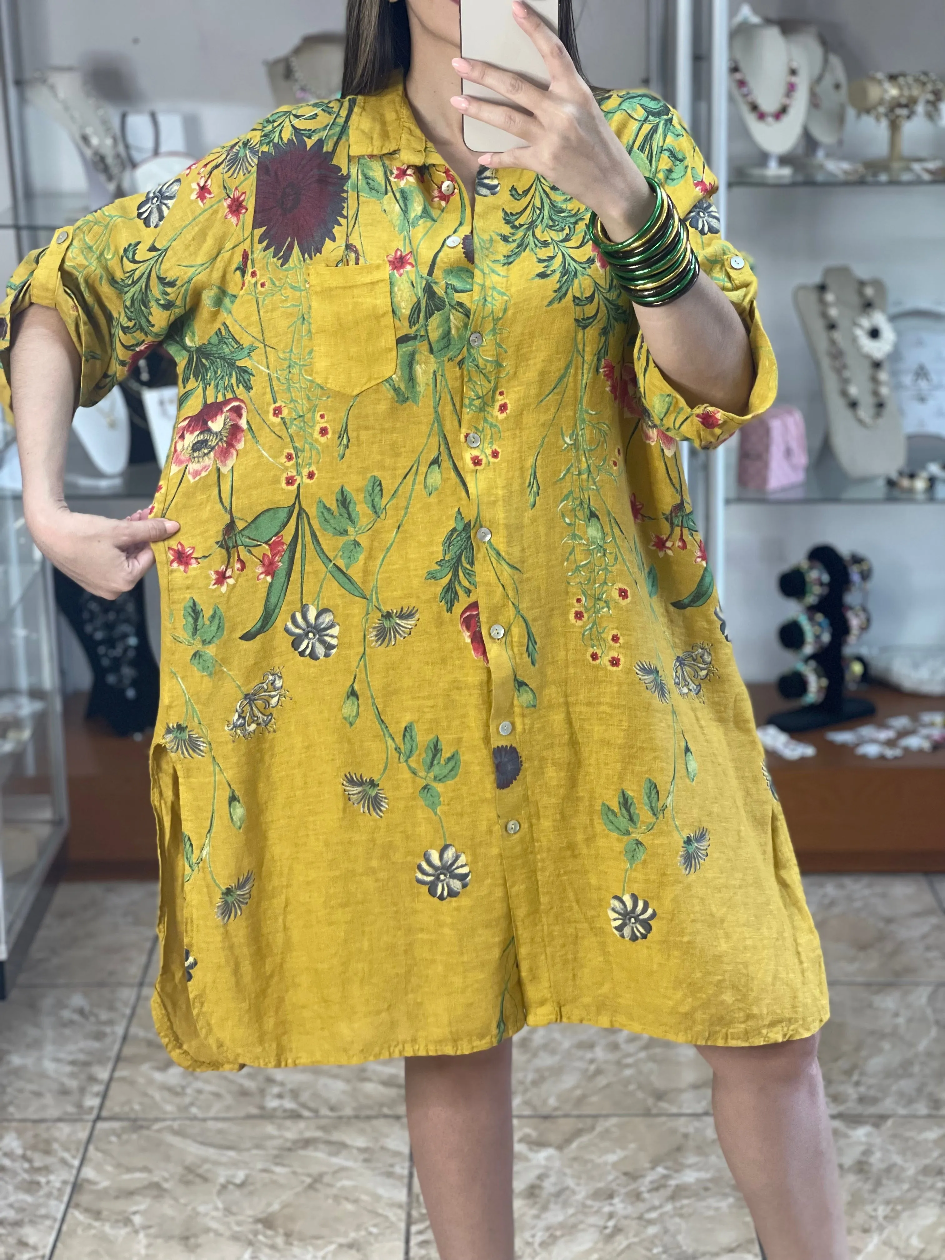 Floral Linen Tunic