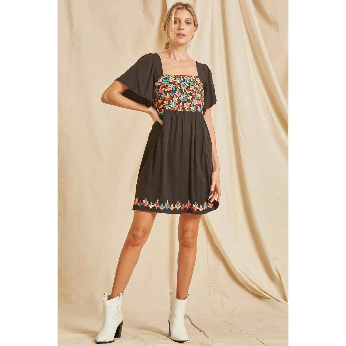 Flutter Embroidered Dress