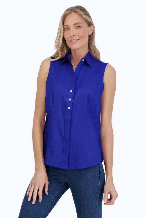 Foxcroft Ashley Sleeveless Shirt | Royal Blue   Amethyst