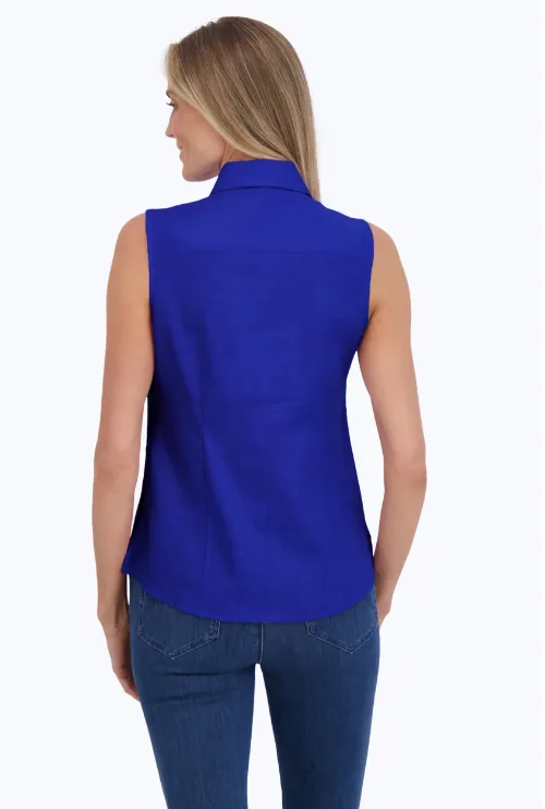 Foxcroft Ashley Sleeveless Shirt | Royal Blue   Amethyst