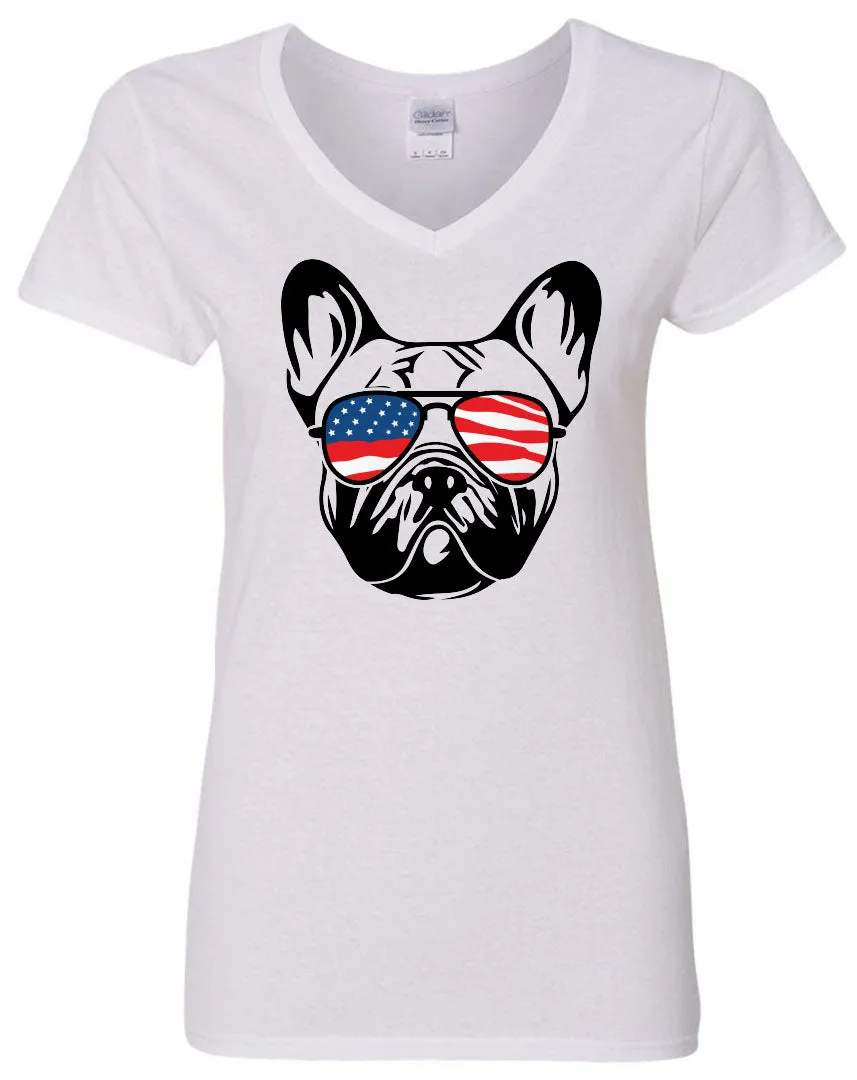 French Bulldog with Flag Bandana & Glasses Tee