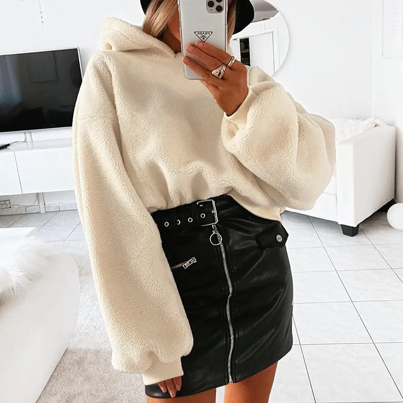 Furry Hooded Loose Coat