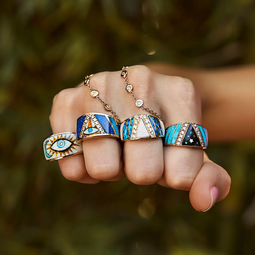 GALAXY CHEVRON OPAL INLAY RING