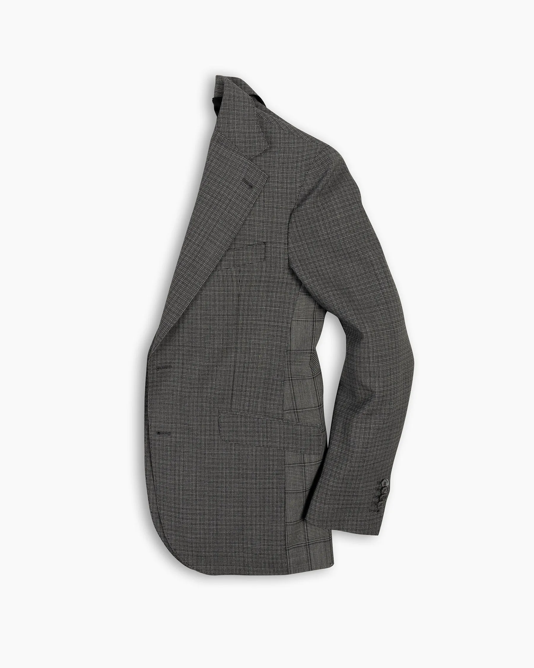 Grey Rustic Puppytooth Contrast Hip Blazer