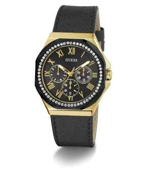 GUESS Ladies Black Gold Tone Multi-function Watch