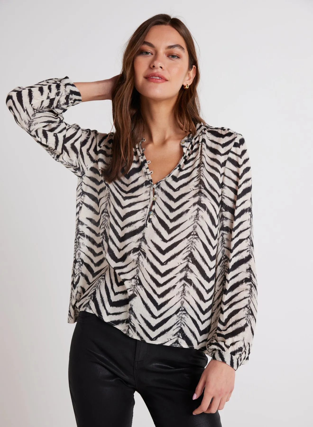 Half Placket Pullover - Batik Chevron Print