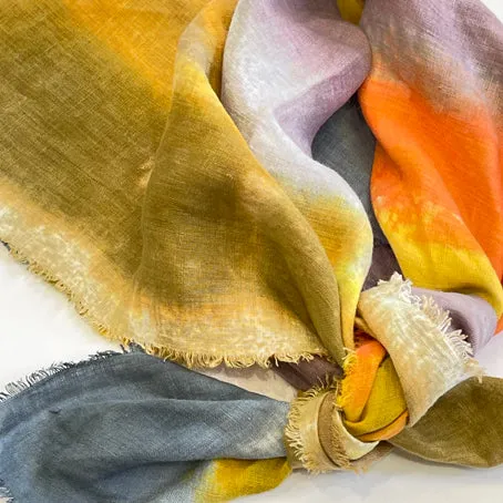 Hand dyed linen scarf 9