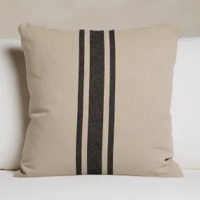 Indoor Striped Linen Euro Pillow 26 X 26 - Flax/Black Stripes