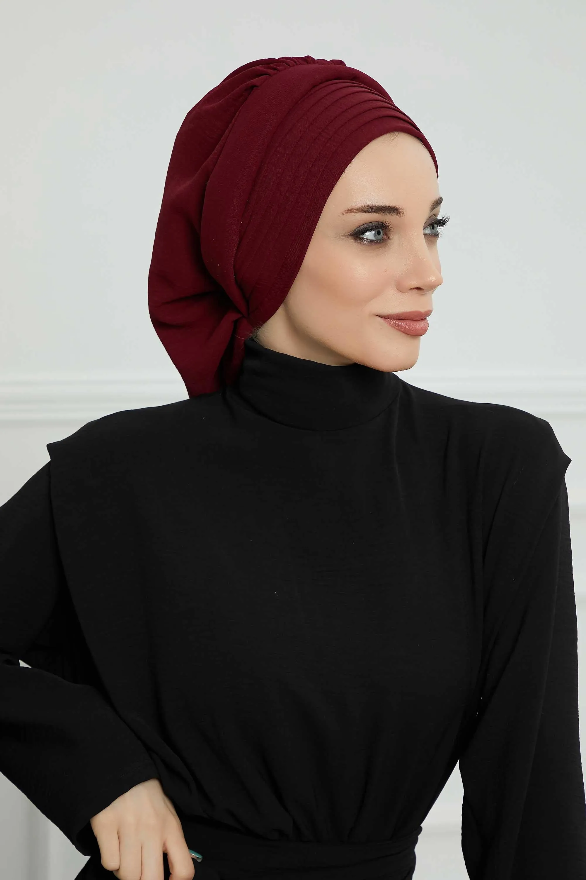 Instant Turban Hijab Pleated Lightweight Aerobin Scarf Head Turbans For Women Headwear Stylish Elegant Design Hear Wrap,HT-108A