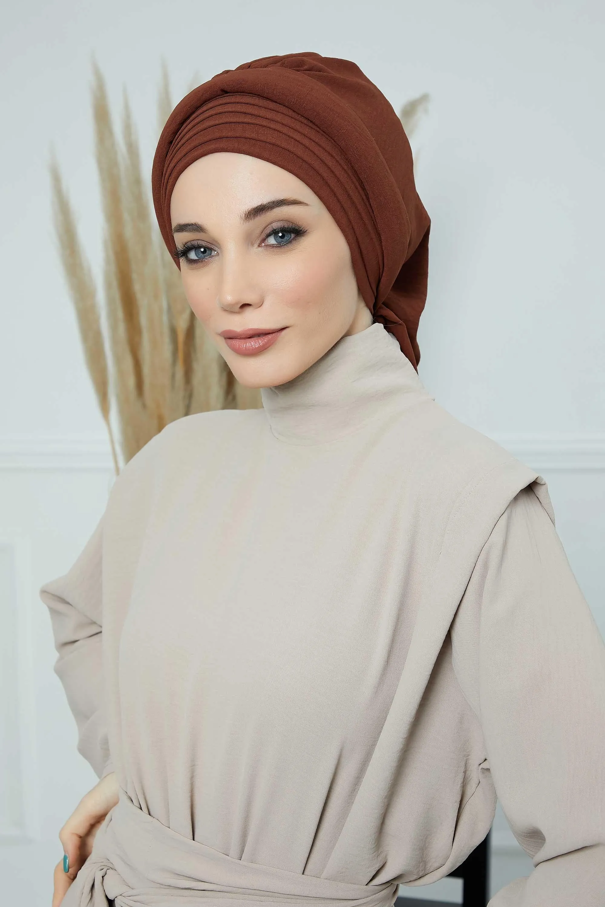 Instant Turban Hijab Pleated Lightweight Aerobin Scarf Head Turbans For Women Headwear Stylish Elegant Design Hear Wrap,HT-108A