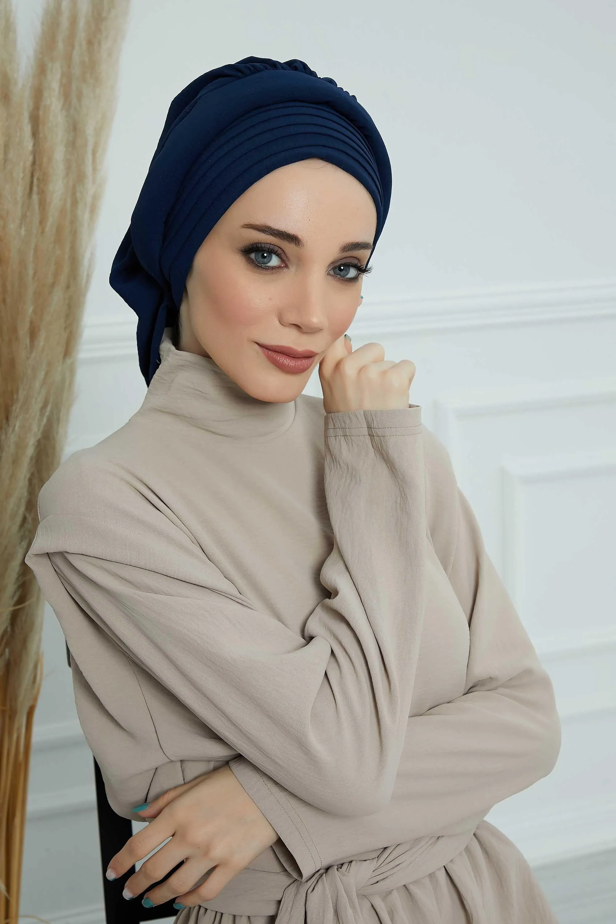 Instant Turban Hijab Pleated Lightweight Aerobin Scarf Head Turbans For Women Headwear Stylish Elegant Design Hear Wrap,HT-108A