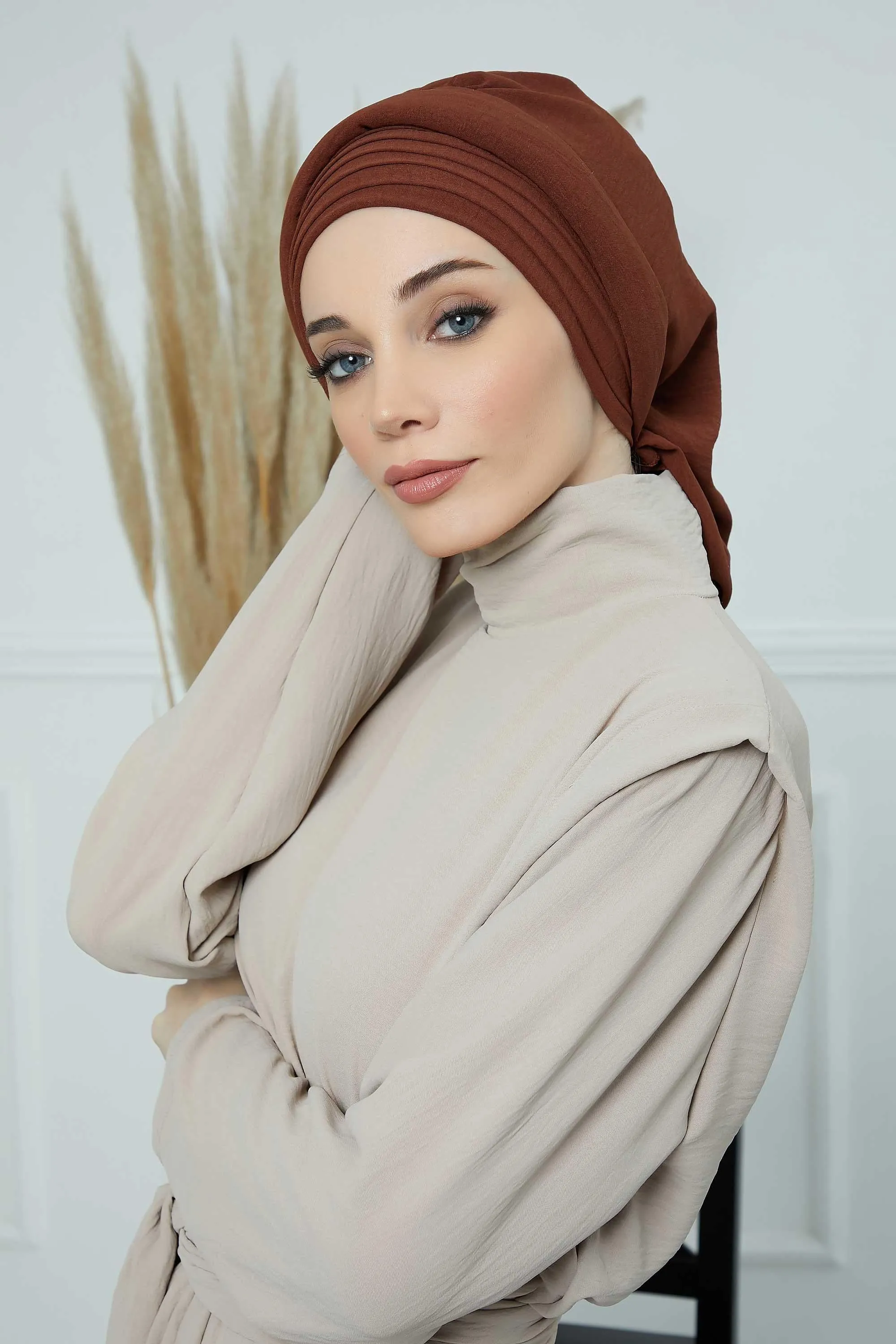 Instant Turban Hijab Pleated Lightweight Aerobin Scarf Head Turbans For Women Headwear Stylish Elegant Design Hear Wrap,HT-108A