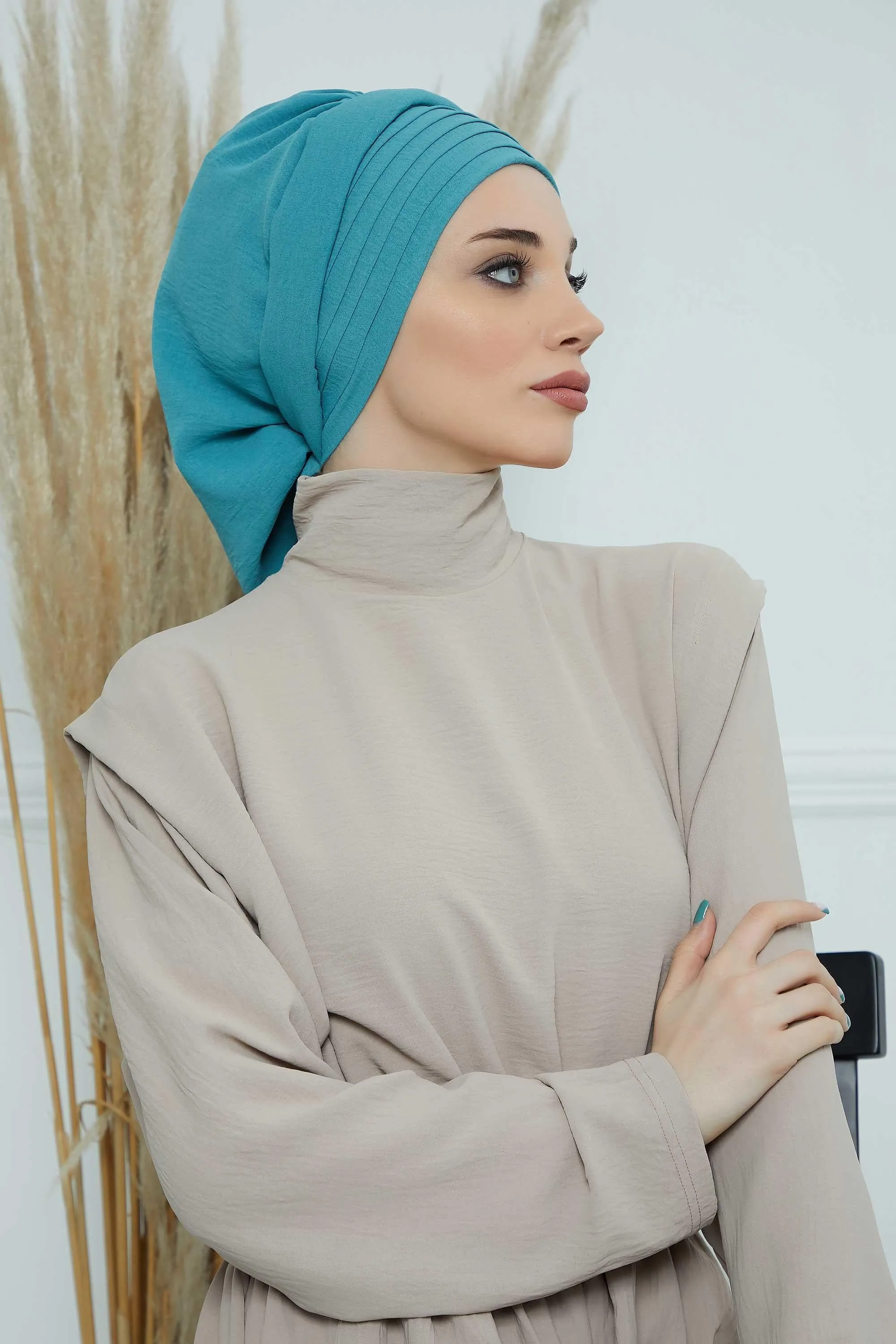 Instant Turban Hijab Pleated Lightweight Aerobin Scarf Head Turbans For Women Headwear Stylish Elegant Design Hear Wrap,HT-108A