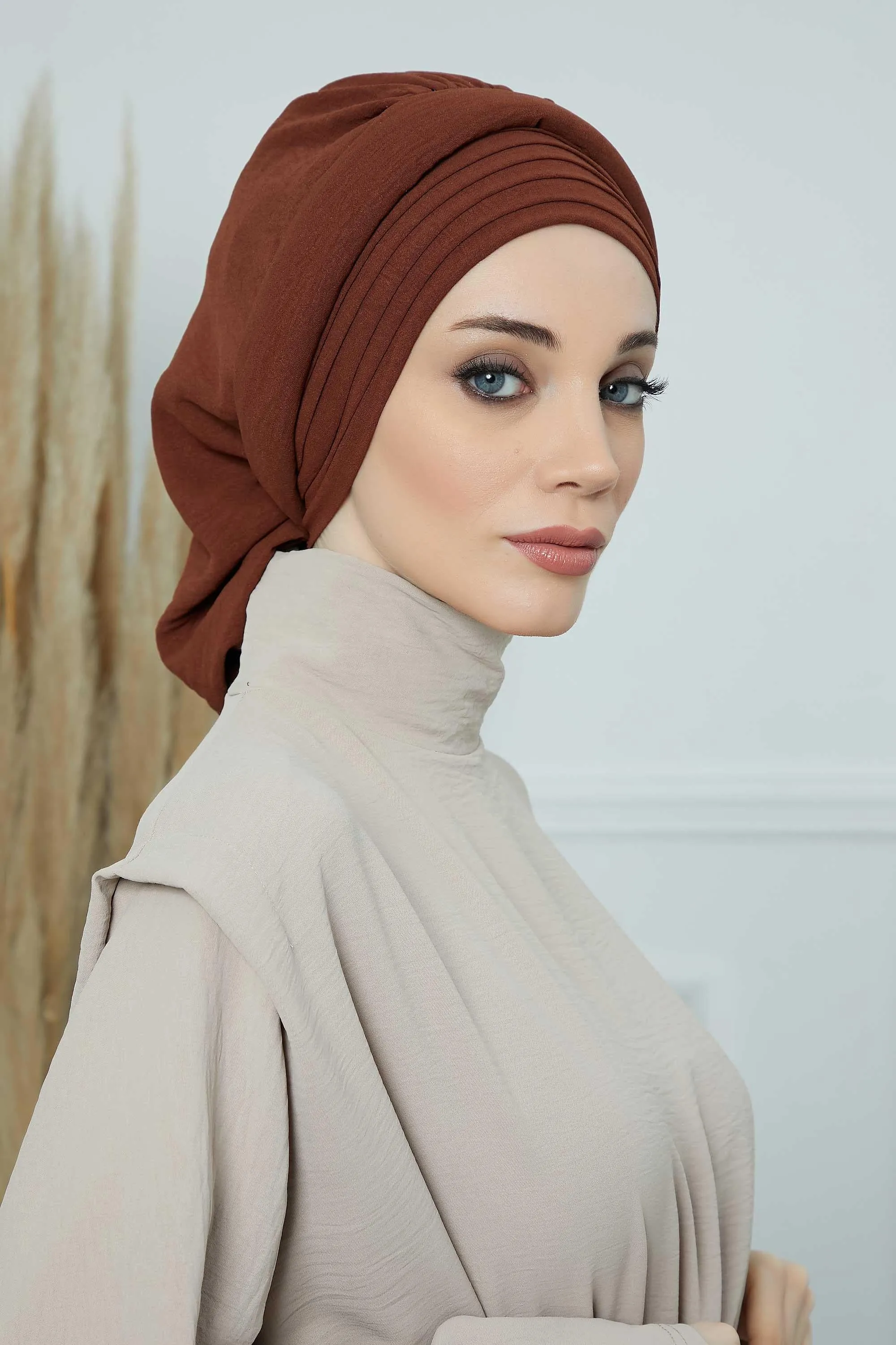 Instant Turban Hijab Pleated Lightweight Aerobin Scarf Head Turbans For Women Headwear Stylish Elegant Design Hear Wrap,HT-108A