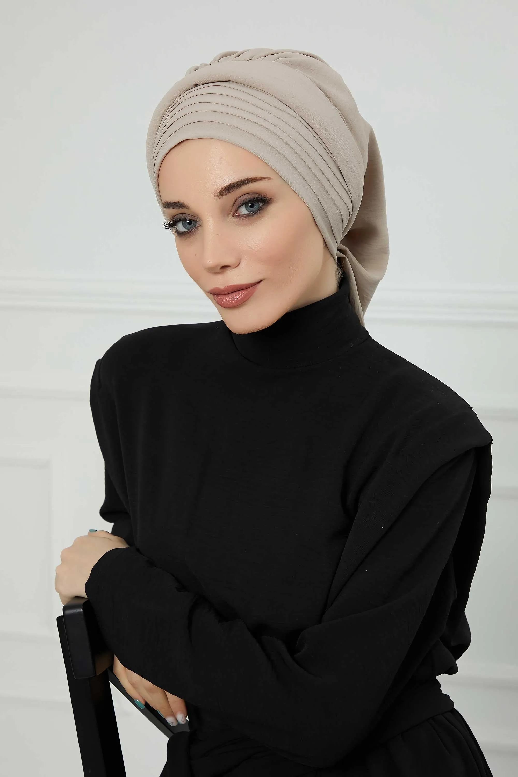 Instant Turban Hijab Pleated Lightweight Aerobin Scarf Head Turbans For Women Headwear Stylish Elegant Design Hear Wrap,HT-108A