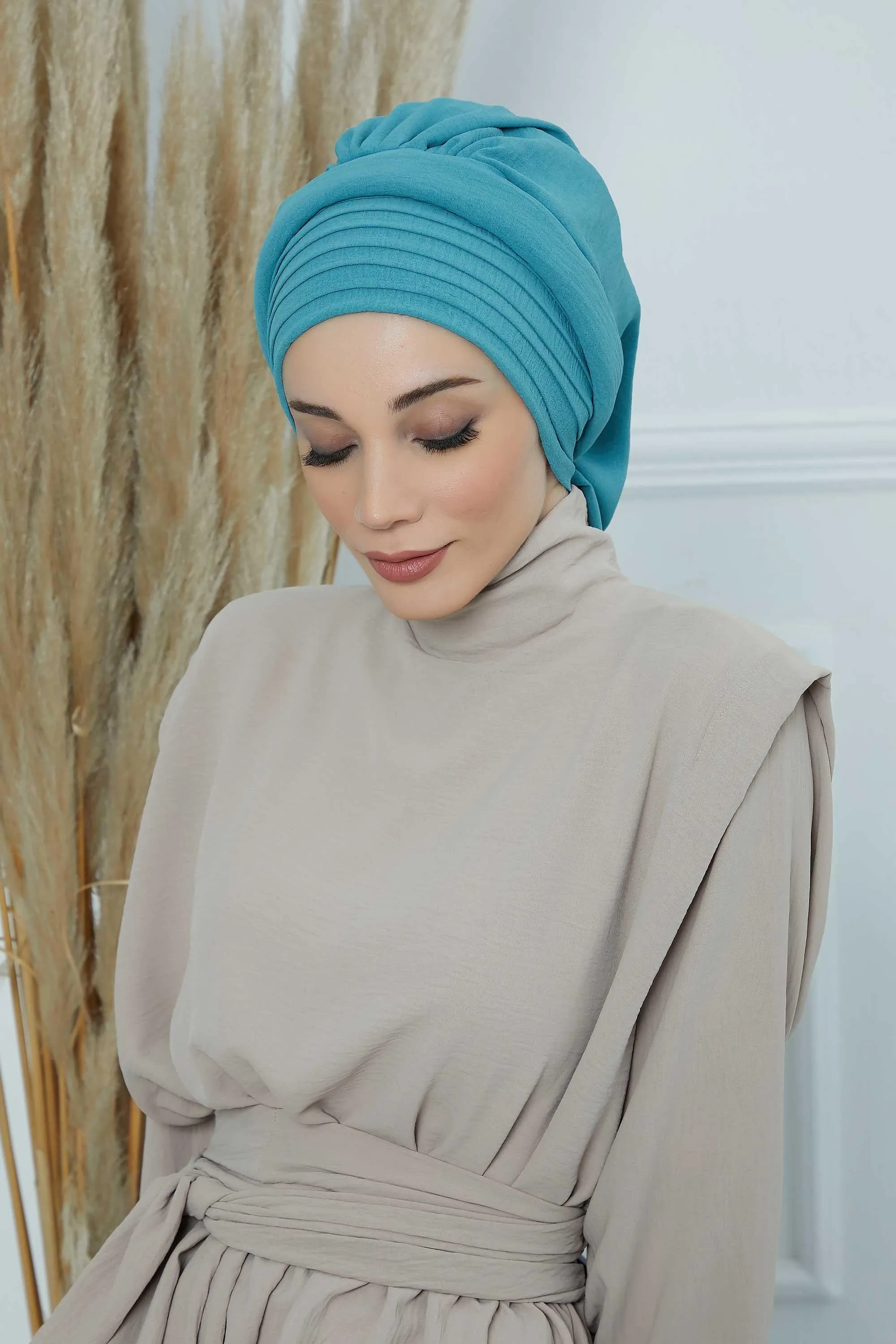 Instant Turban Hijab Pleated Lightweight Aerobin Scarf Head Turbans For Women Headwear Stylish Elegant Design Hear Wrap,HT-108A