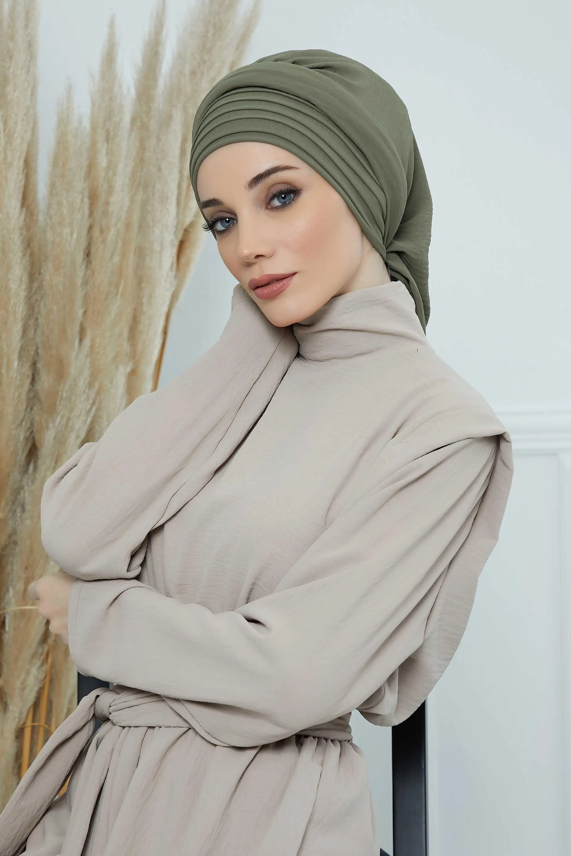 Instant Turban Hijab Pleated Lightweight Aerobin Scarf Head Turbans For Women Headwear Stylish Elegant Design Hear Wrap,HT-108A