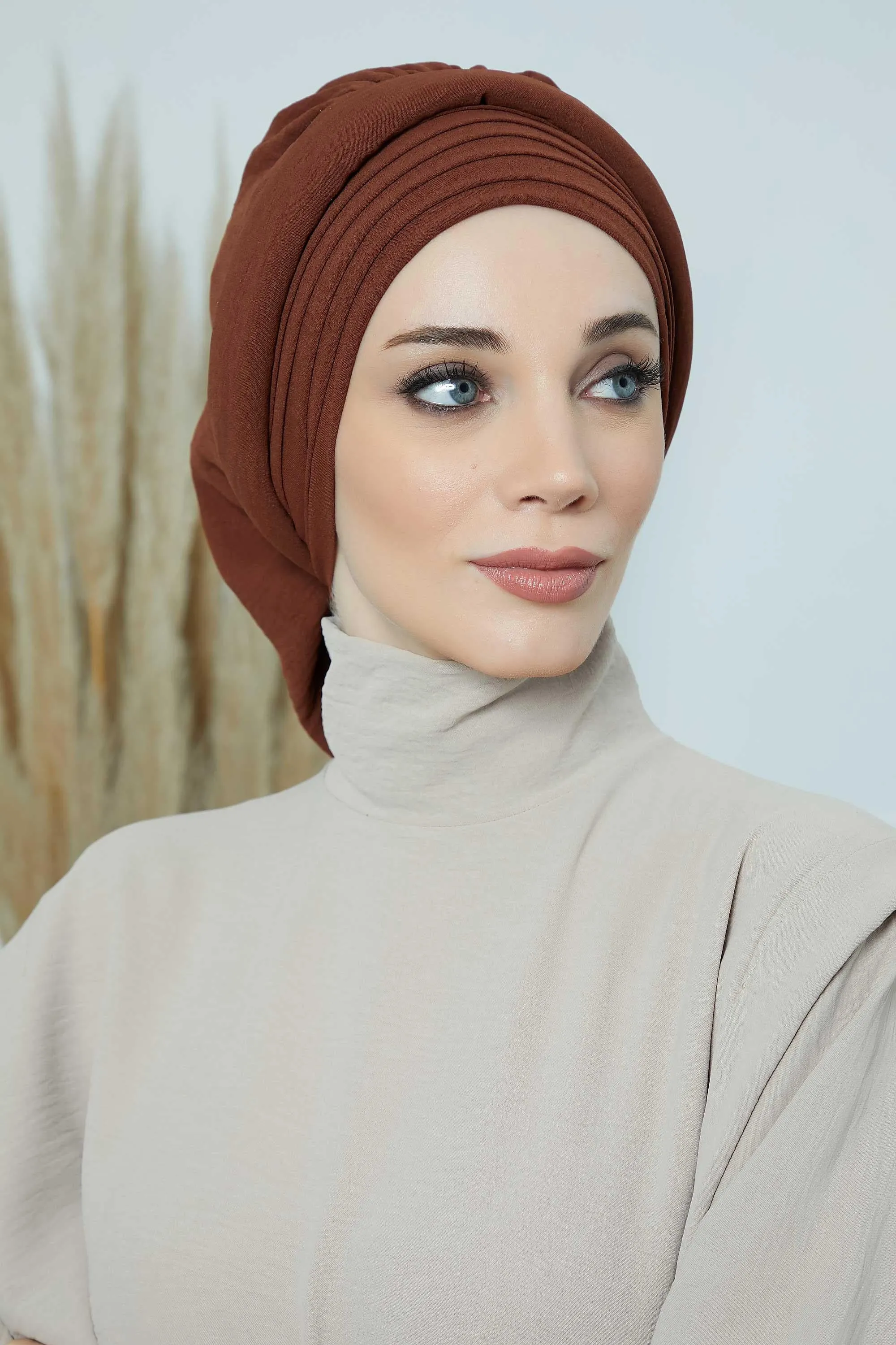 Instant Turban Hijab Pleated Lightweight Aerobin Scarf Head Turbans For Women Headwear Stylish Elegant Design Hear Wrap,HT-108A