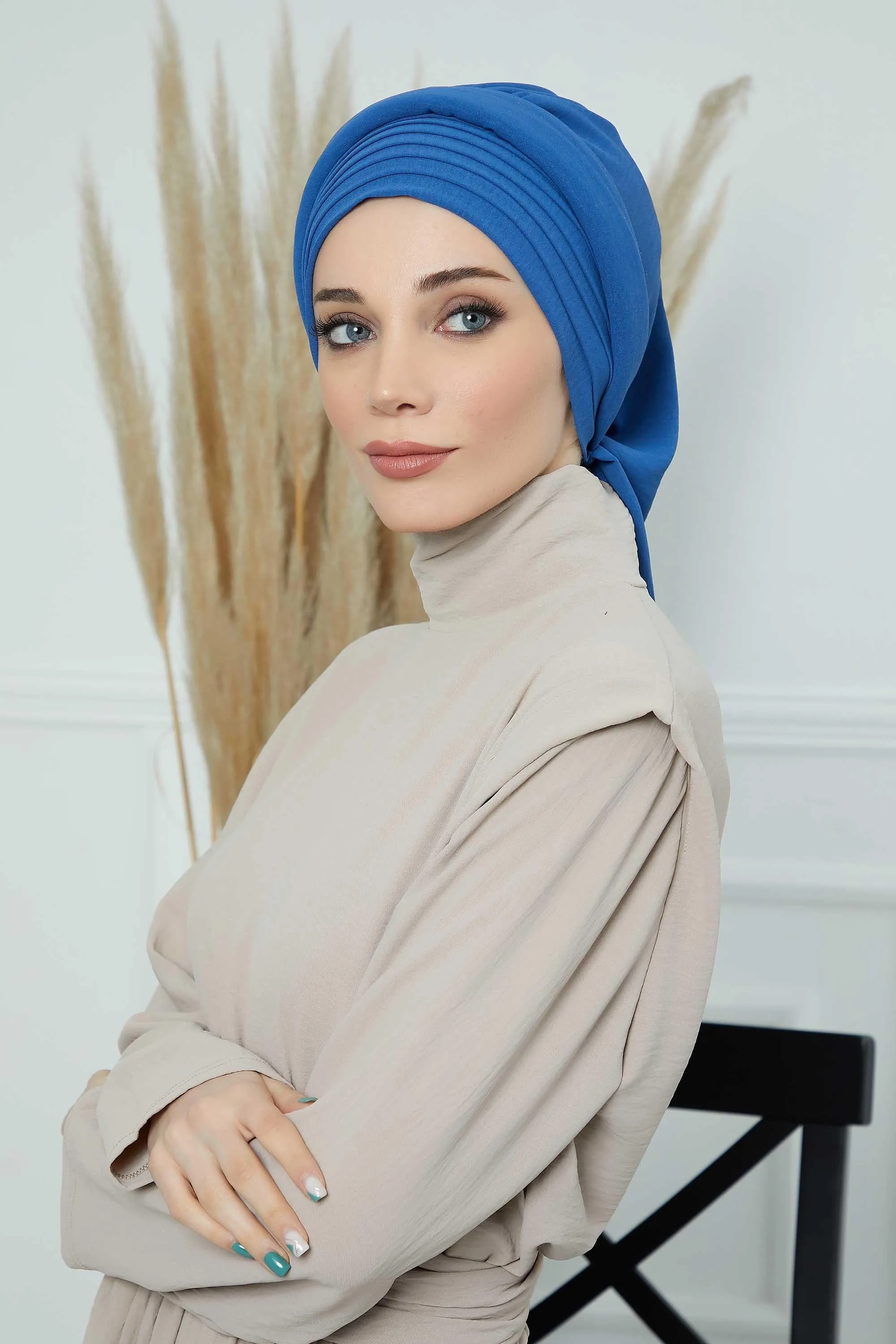 Instant Turban Hijab Pleated Lightweight Aerobin Scarf Head Turbans For Women Headwear Stylish Elegant Design Hear Wrap,HT-108A