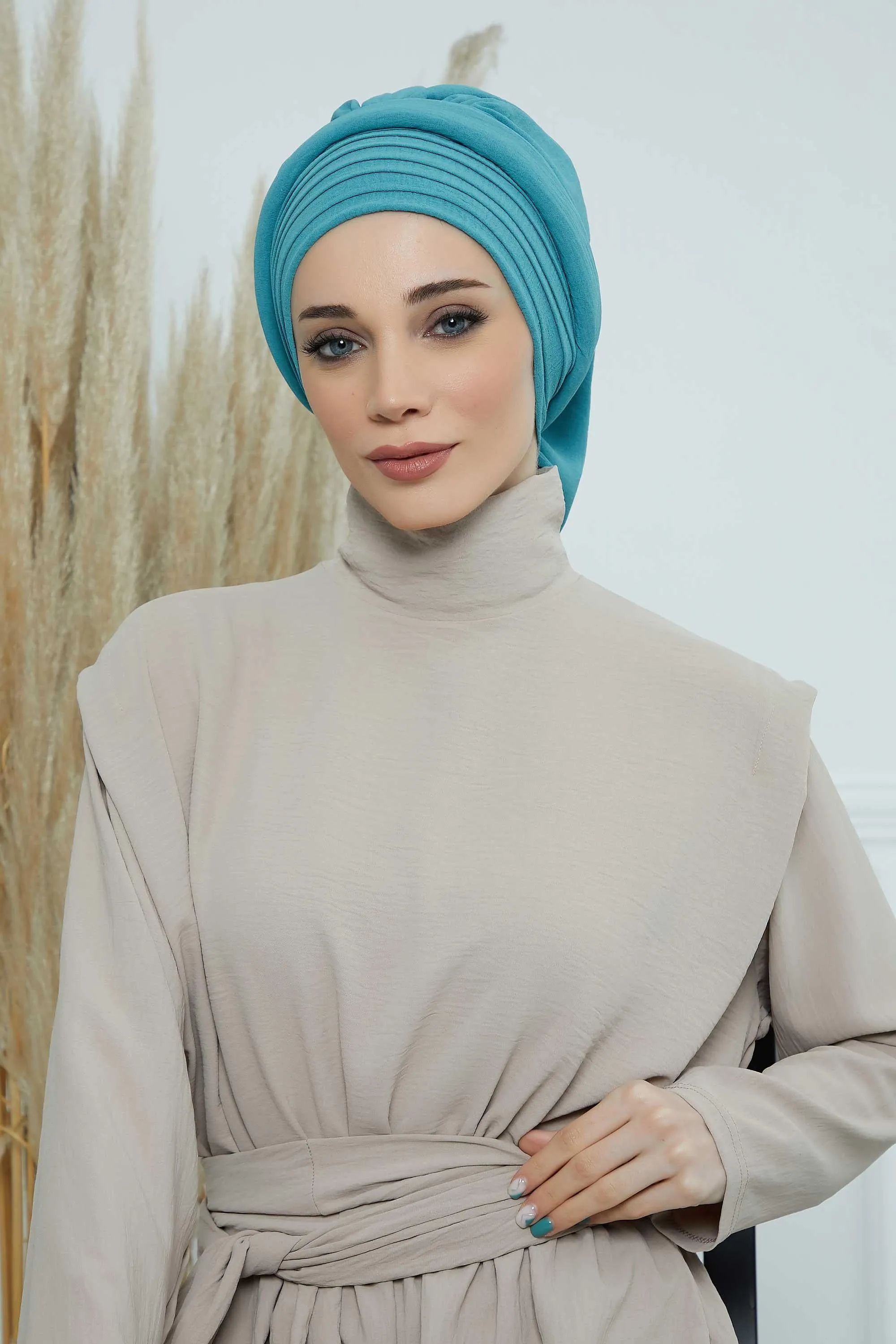 Instant Turban Hijab Pleated Lightweight Aerobin Scarf Head Turbans For Women Headwear Stylish Elegant Design Hear Wrap,HT-108A