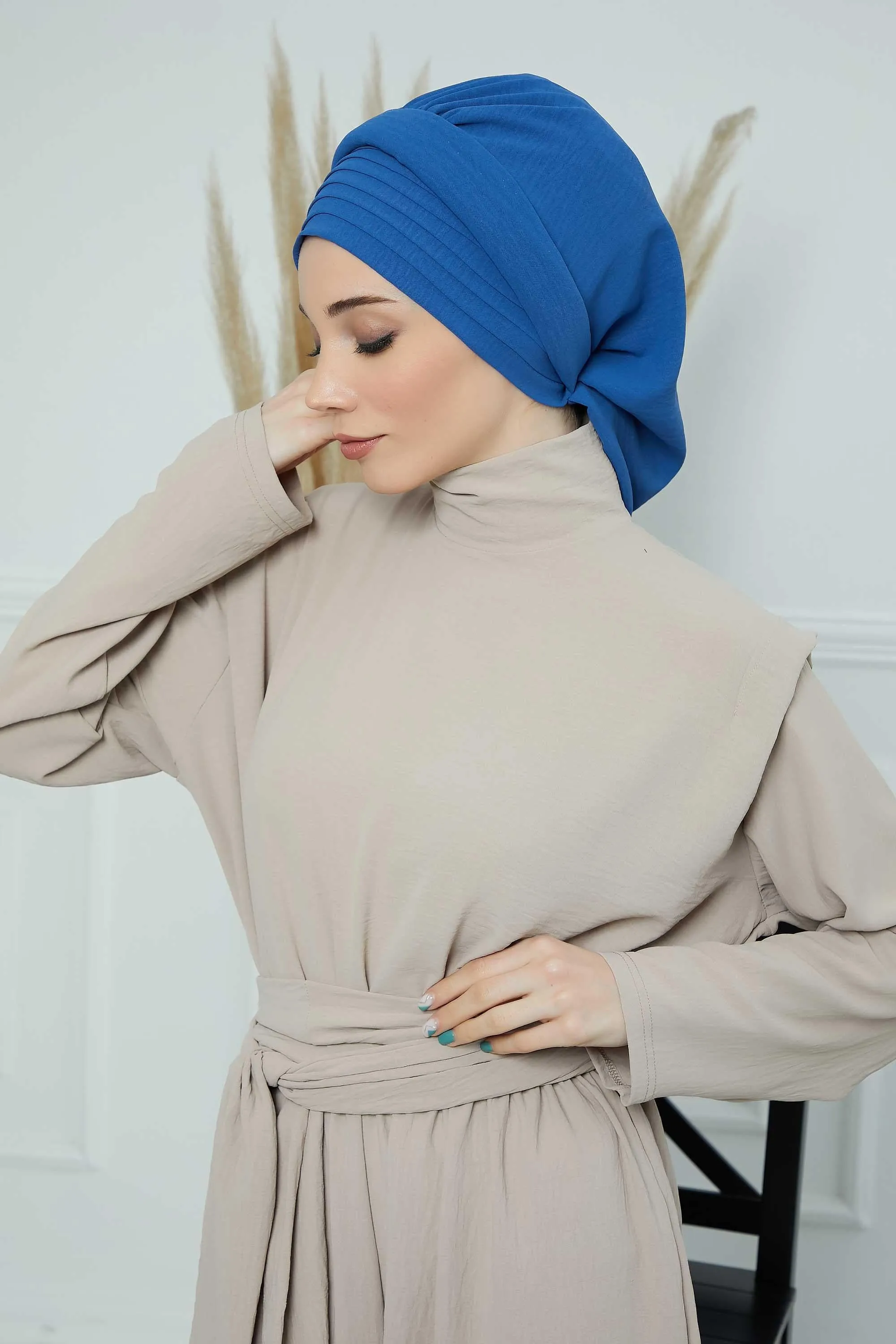 Instant Turban Hijab Pleated Lightweight Aerobin Scarf Head Turbans For Women Headwear Stylish Elegant Design Hear Wrap,HT-108A