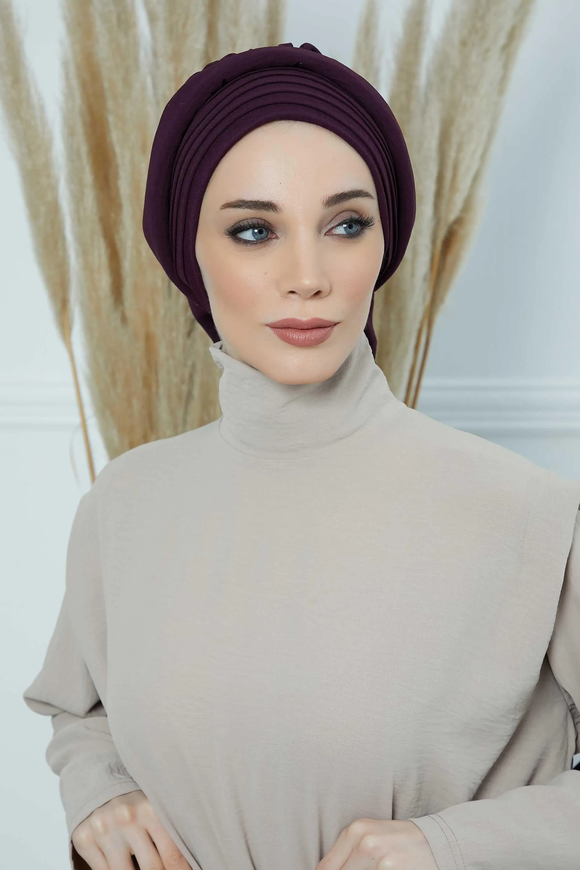 Instant Turban Hijab Pleated Lightweight Aerobin Scarf Head Turbans For Women Headwear Stylish Elegant Design Hear Wrap,HT-108A