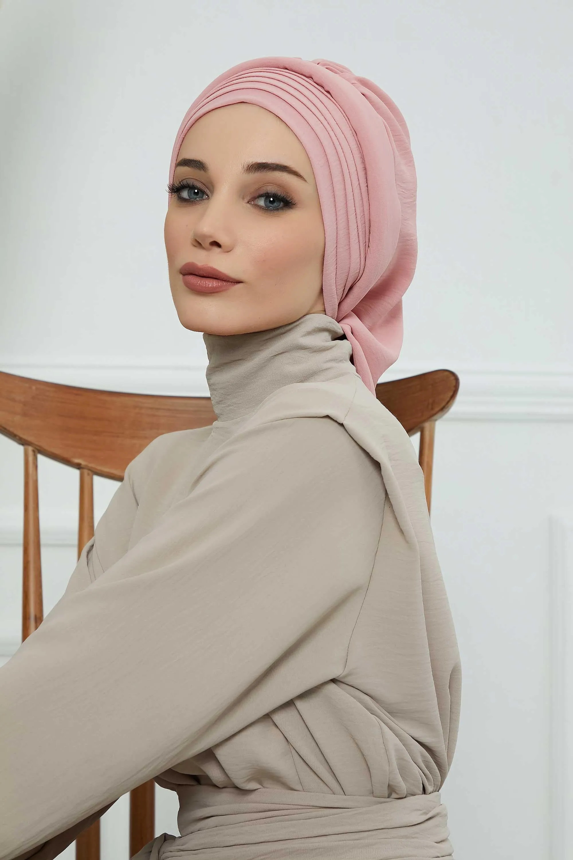 Instant Turban Hijab Pleated Lightweight Aerobin Scarf Head Turbans For Women Headwear Stylish Elegant Design Hear Wrap,HT-108A