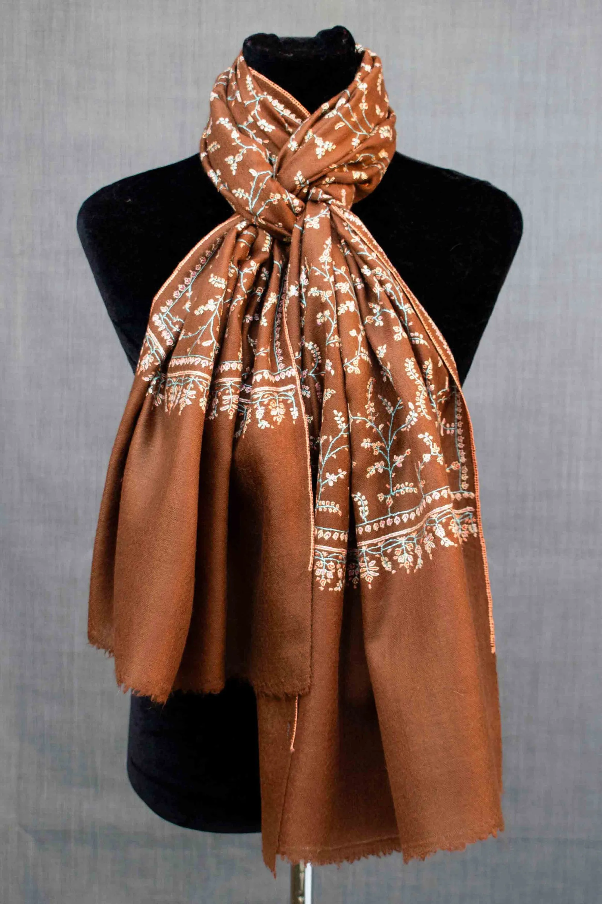 Kashmir Pashmina Scarf Wrap, Handwoven, Hand Embroidered in Kashmir