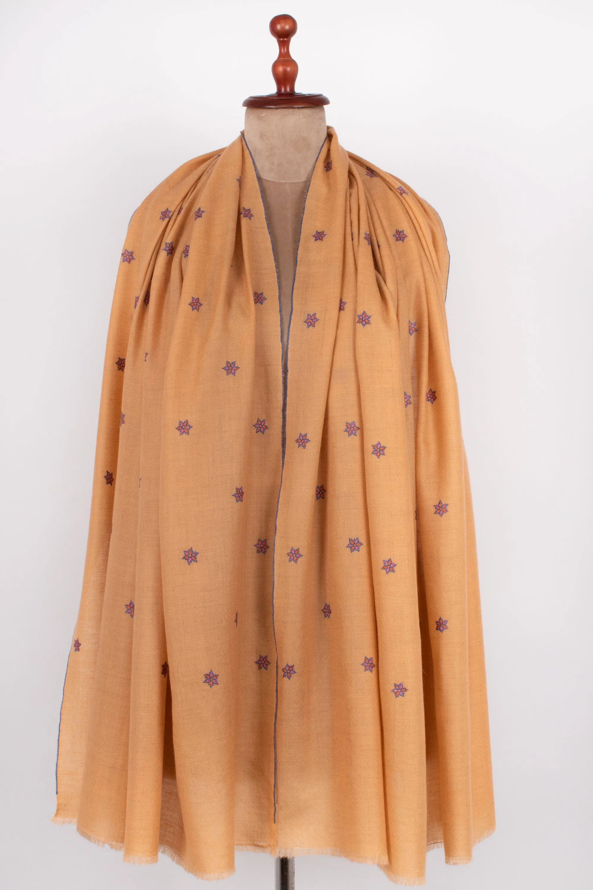 Kashmir Pashmina Star Collection 1 of 5, Hand Embroidered Shawl, Cashmere Wrap, Handwoven, 40x80"