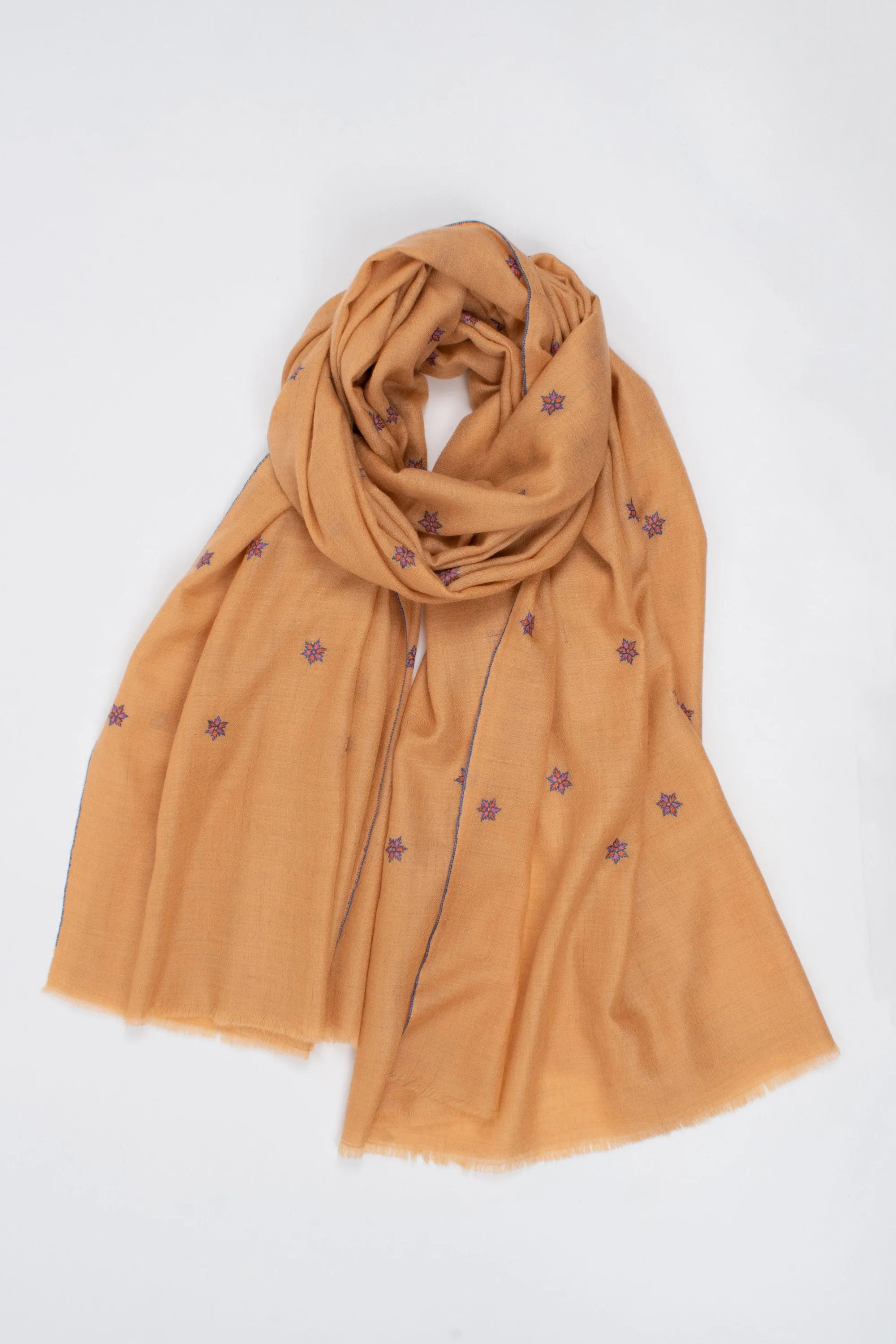 Kashmir Pashmina Star Collection 1 of 5, Hand Embroidered Shawl, Cashmere Wrap, Handwoven, 40x80"