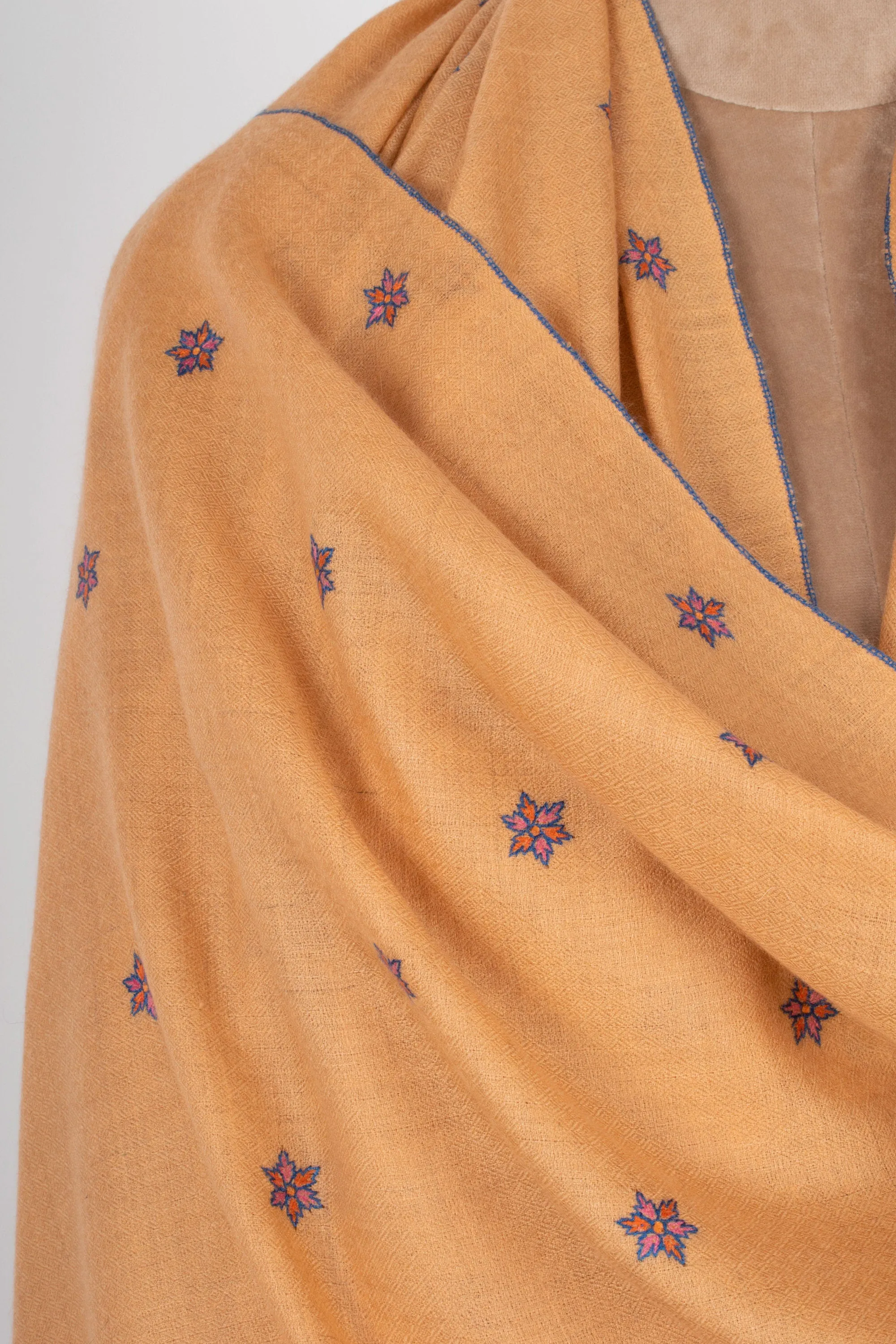 Kashmir Pashmina Star Collection 1 of 5, Hand Embroidered Shawl, Cashmere Wrap, Handwoven, 40x80"