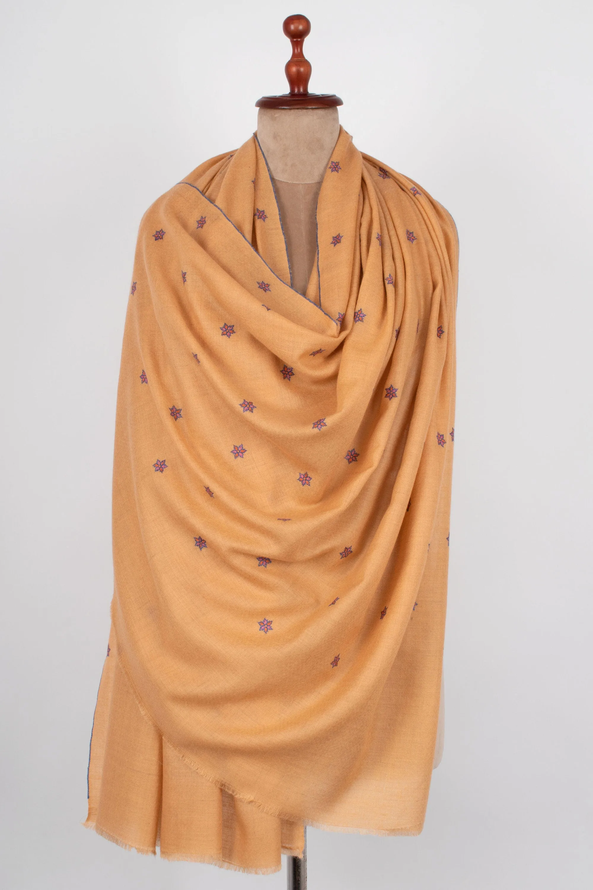 Kashmir Pashmina Star Collection 1 of 5, Hand Embroidered Shawl, Cashmere Wrap, Handwoven, 40x80"