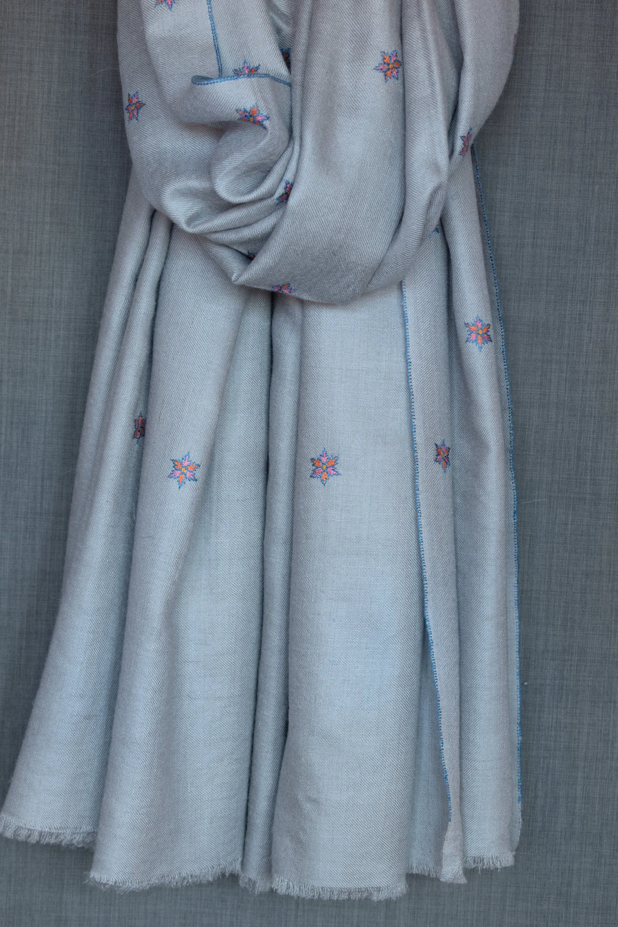 Kashmir Pashmina Star Collection 3 of 5, Hand Embroidered Shawl, Cashmere Wrap, Handwoven, 40x80"