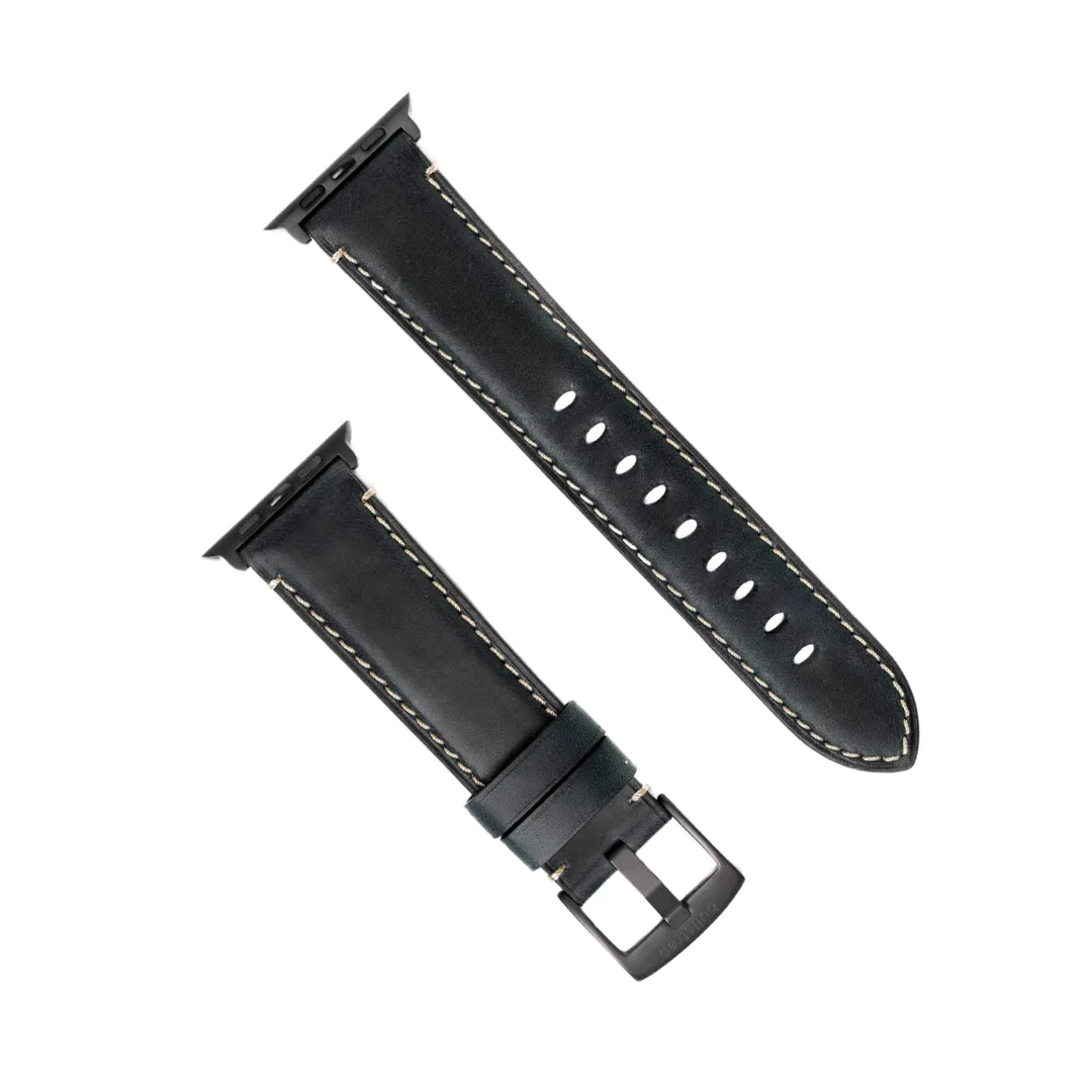 Leather Apple Watch Strap - Black Edition