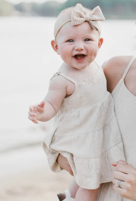 Little Bipsy- Linen Tiered Dress - Sand