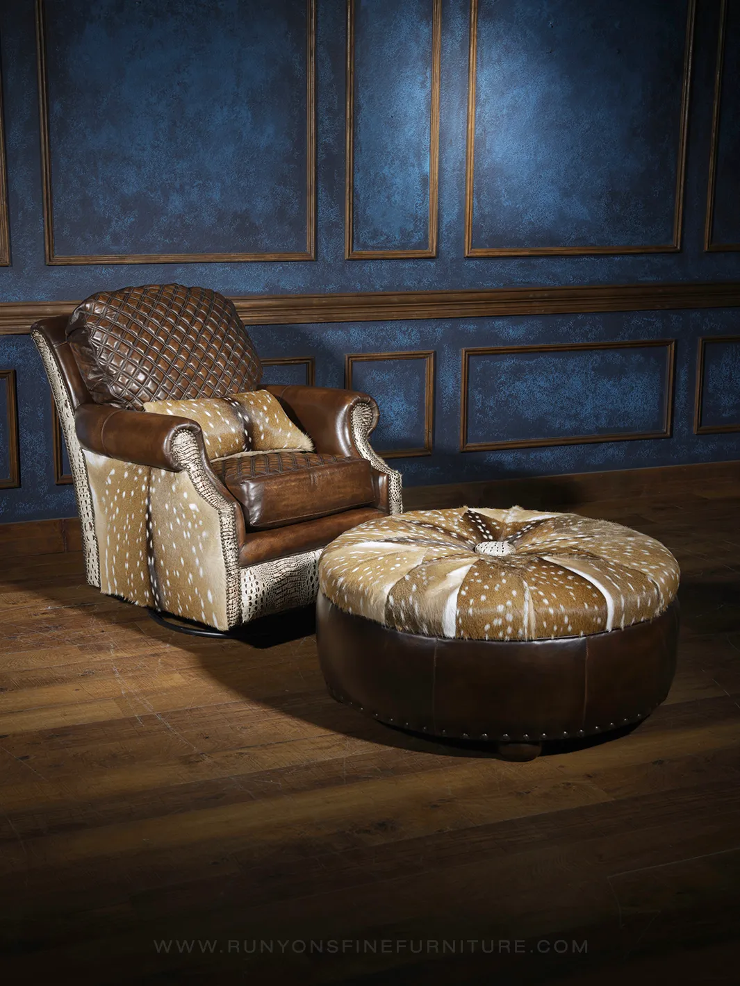 Lodge Gator Leather Axis Ottoman