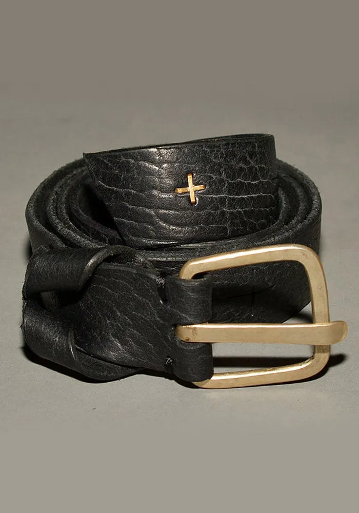 m.a  by Maurizio Amadei CROSS CUTS WIDE LEATHER BELT BLACK